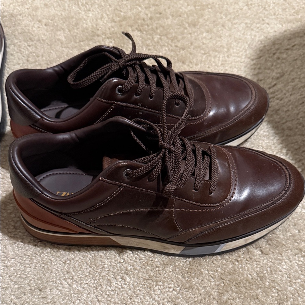 Zara Men's Dark Brown Leather Sneakers